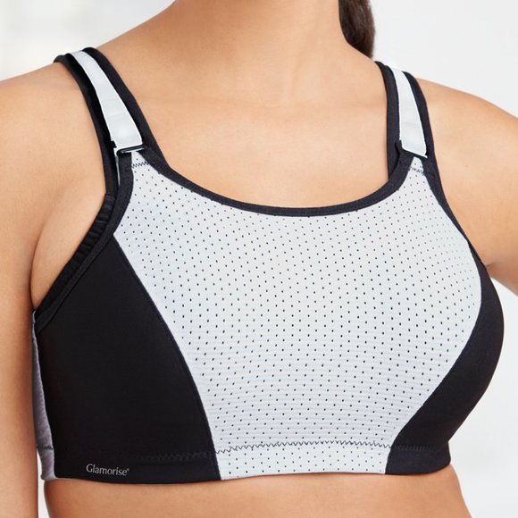 Glamorise SPORT Bra 36C (DOUBLE-LAYER) Wicking (PADDED-STRAPS) WHITE NEW - Picture 3 of 14